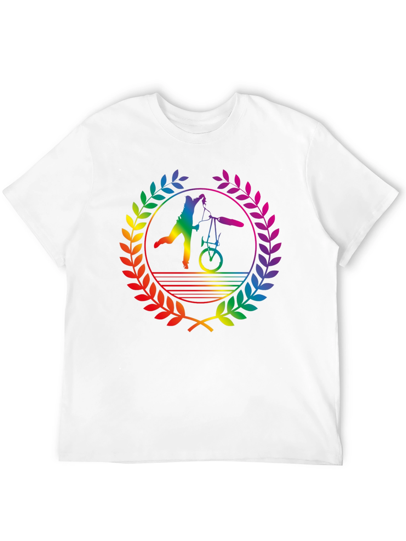 Rainbow Bicycle Silhouette Black T-Shirt
