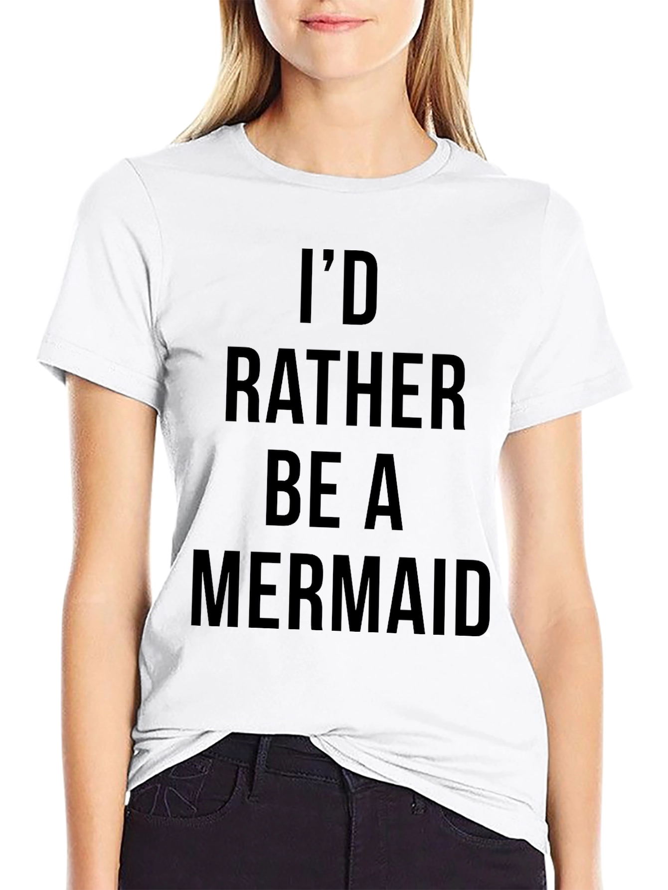 Id Rather Be A Mermaid Black Graphic Tee