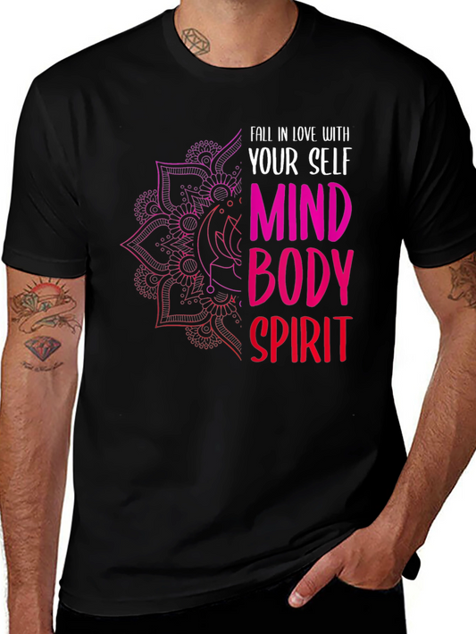 Mind Body Spirit T-Shirt - Fall in Love with Yourself Design