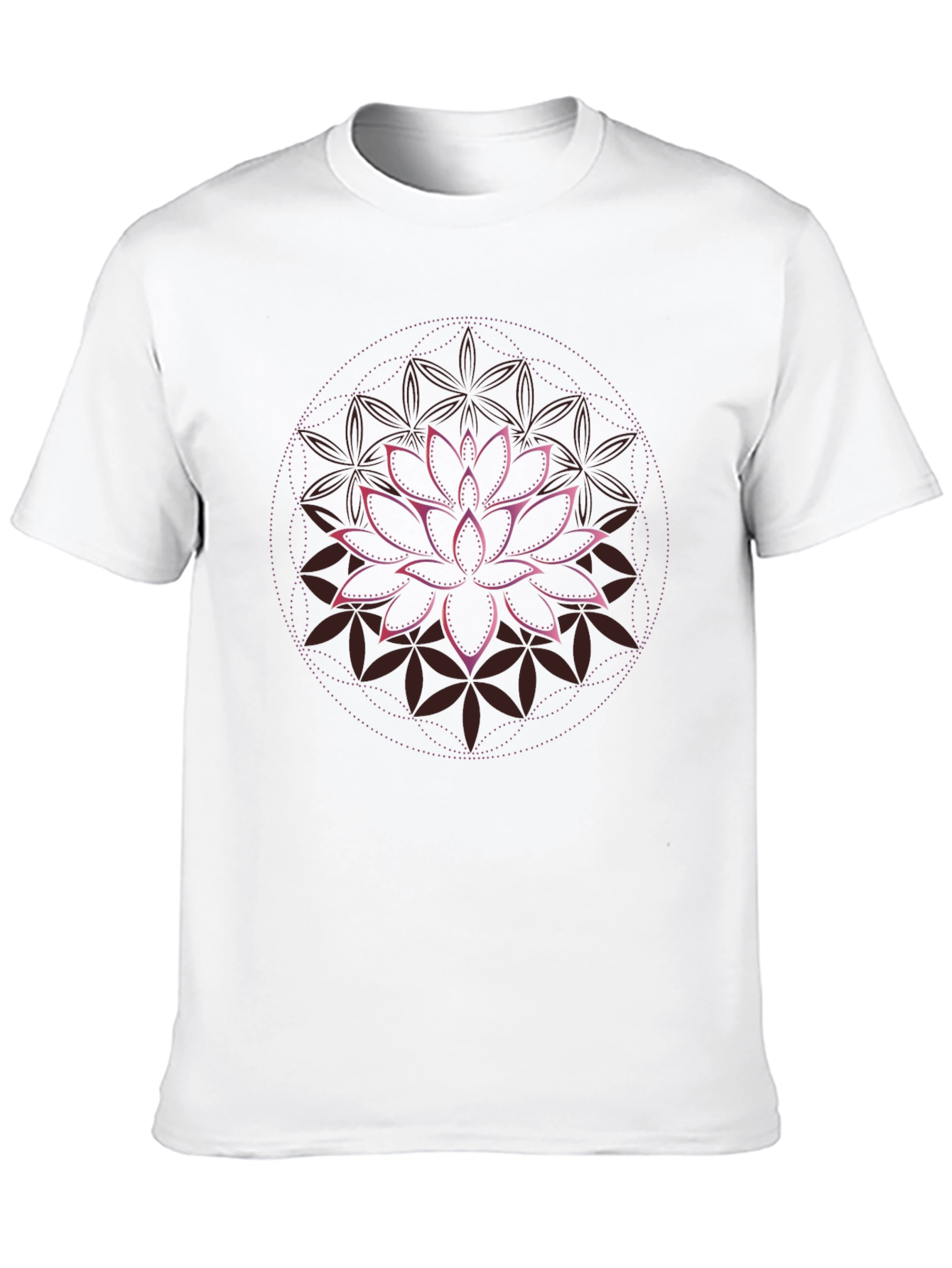 Lotus Flower Mandala Graphic Tee - Black Cotton T-Shirt