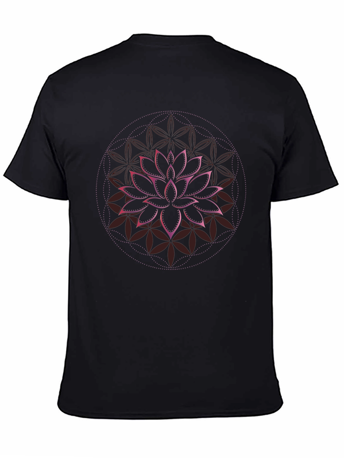 Lotus Flower Mandala Graphic Tee - Black Cotton T-Shirt