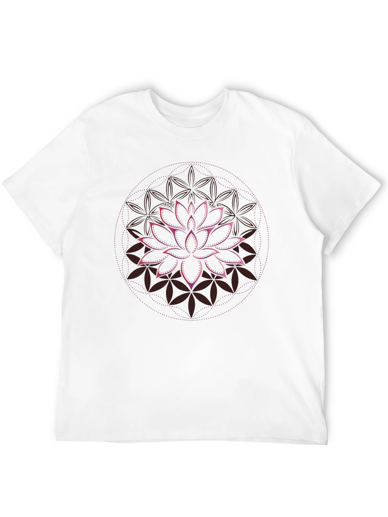 Lotus Flower Mandala Graphic Tee - Black Cotton T-Shirt