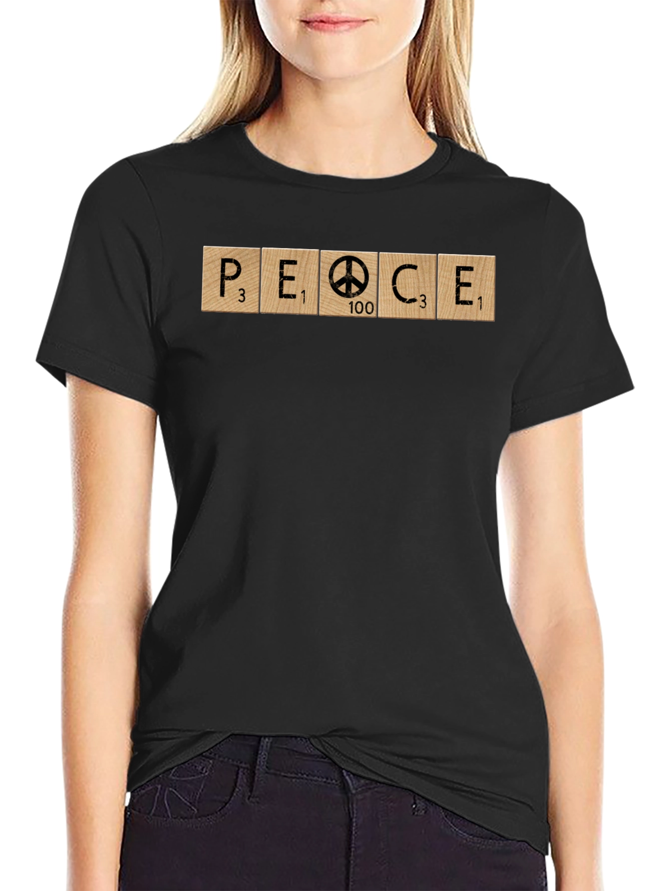 Peace Symbol Word Tile Graphic Tee - Unisex