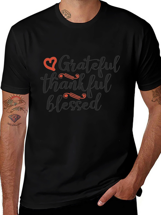 Grateful Thankful Blessed T-Shirt - Black