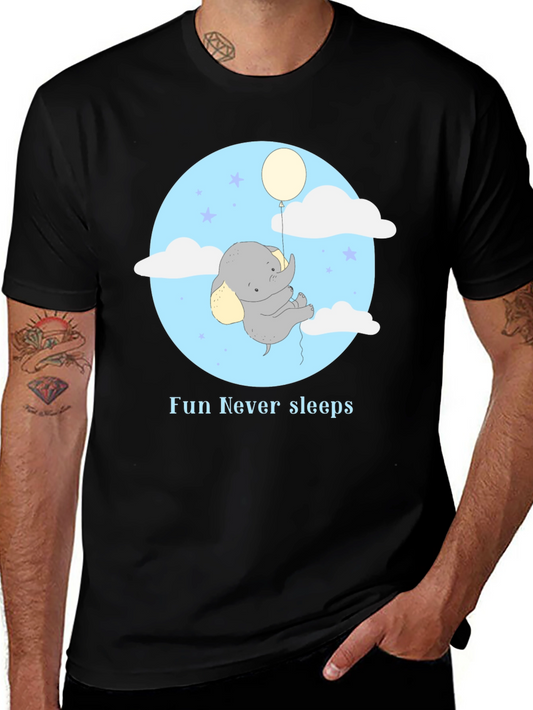 Fun Never Sleeps Elephant Balloon Graphic Tee
