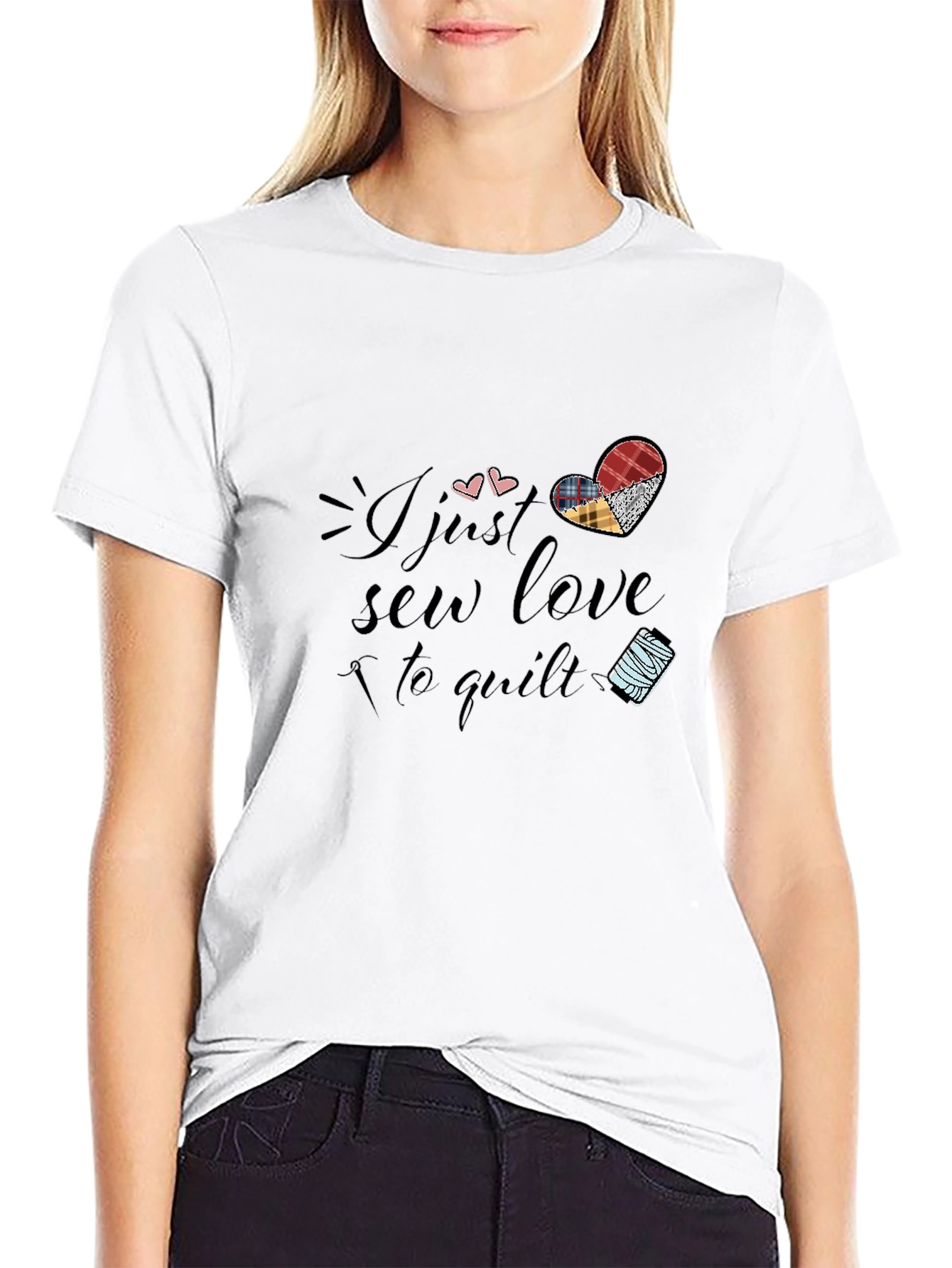 Sew Love to Quilt Black Graphic T-Shirt