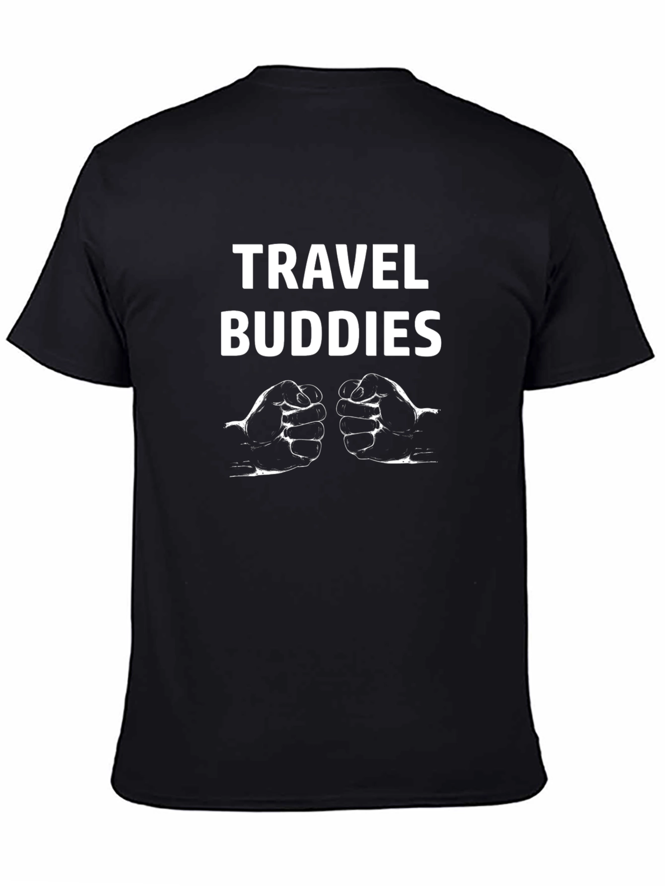 Travel Buddies Graphic Tee - Black Cotton Blend
