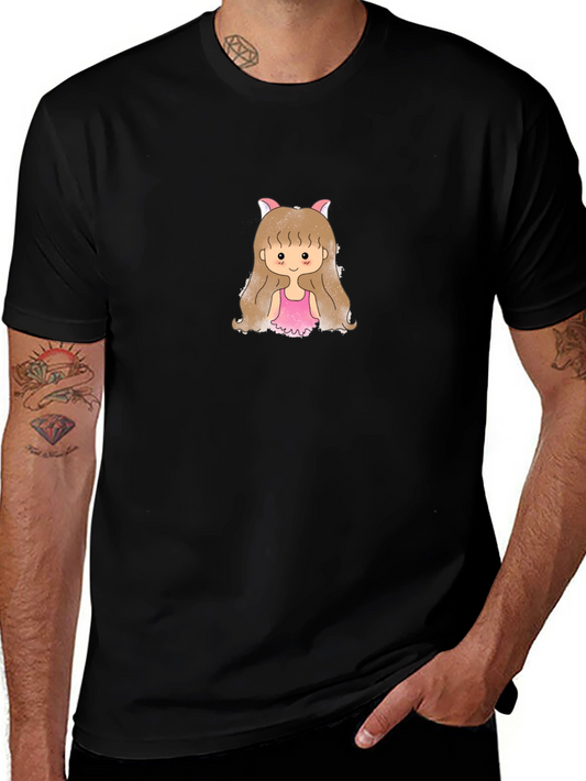 Cute Girl Graphic T-Shirt - Black Cotton Tee