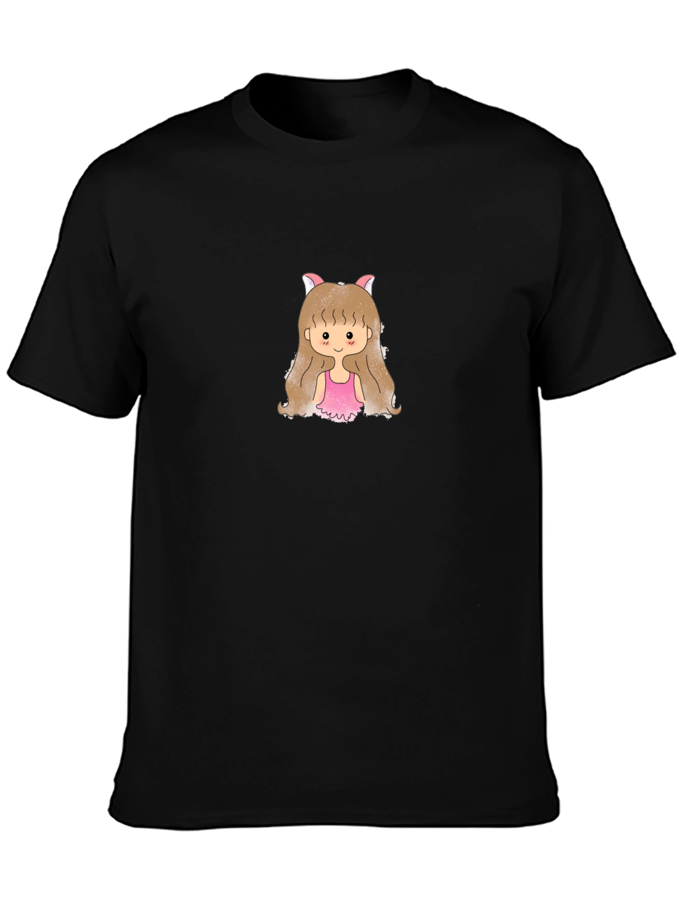 Cute Girl Graphic T-Shirt - Black Cotton Tee
