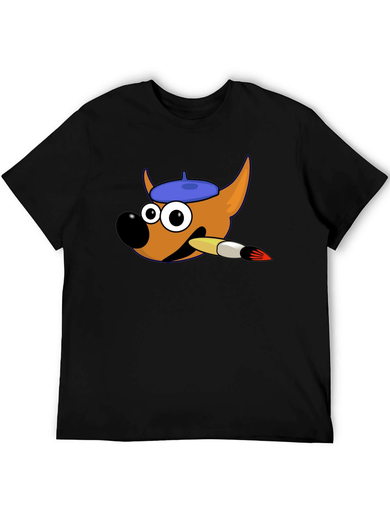 Cartoon Mascot Black Cotton T-Shirt