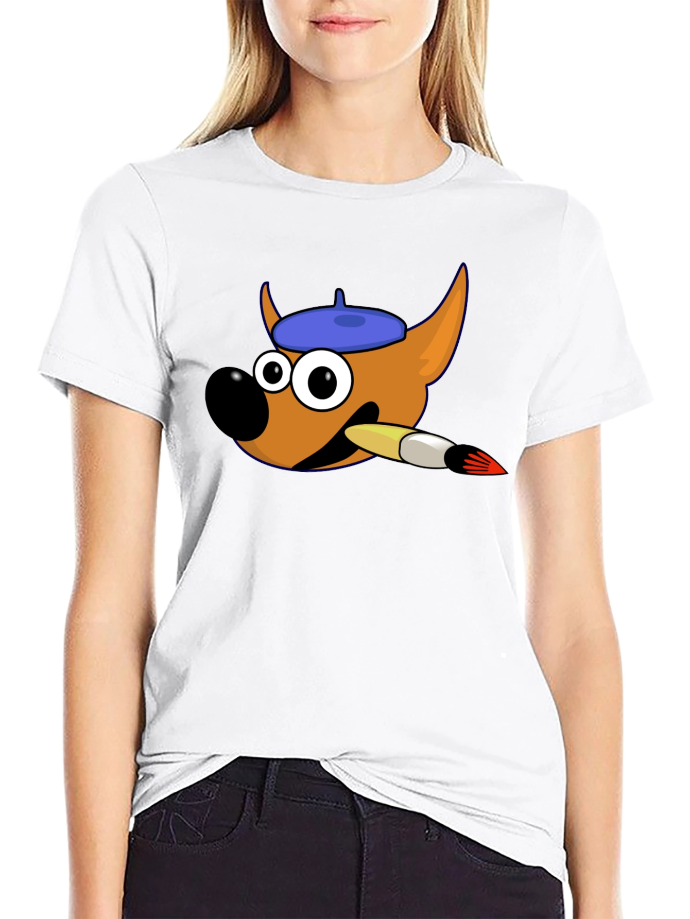 Cartoon Mascot Black Cotton T-Shirt