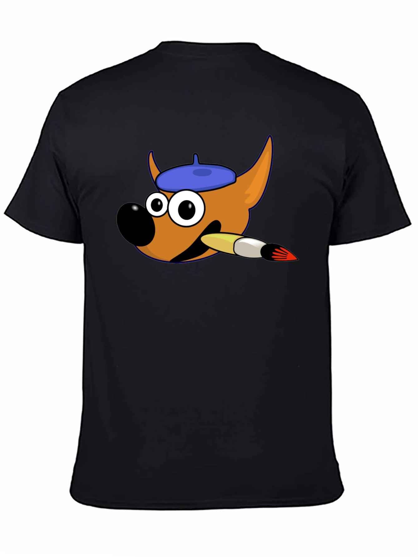 Cartoon Mascot Black Cotton T-Shirt