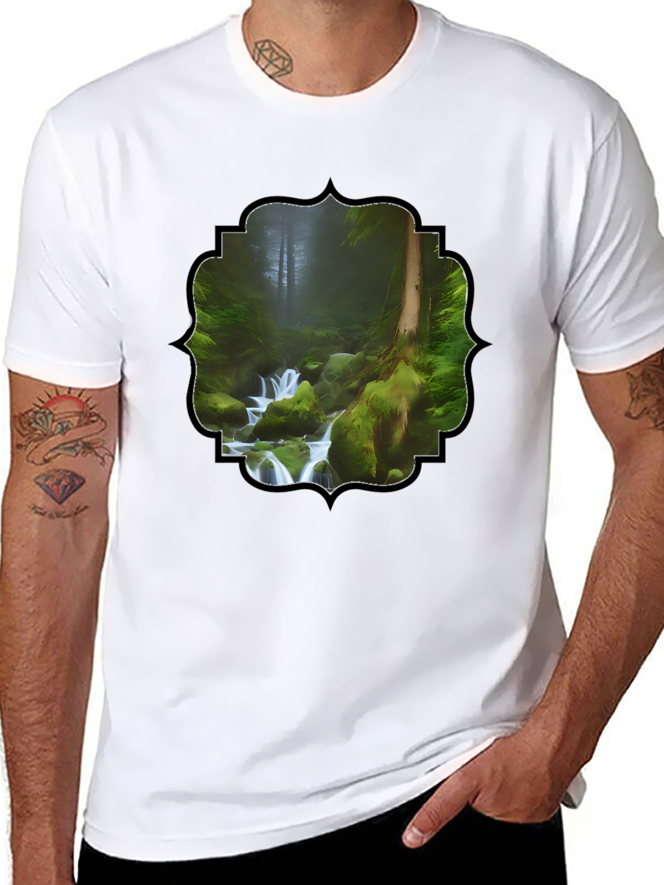 Forest Stream Graphic T-Shirt - Nature Lover Tee