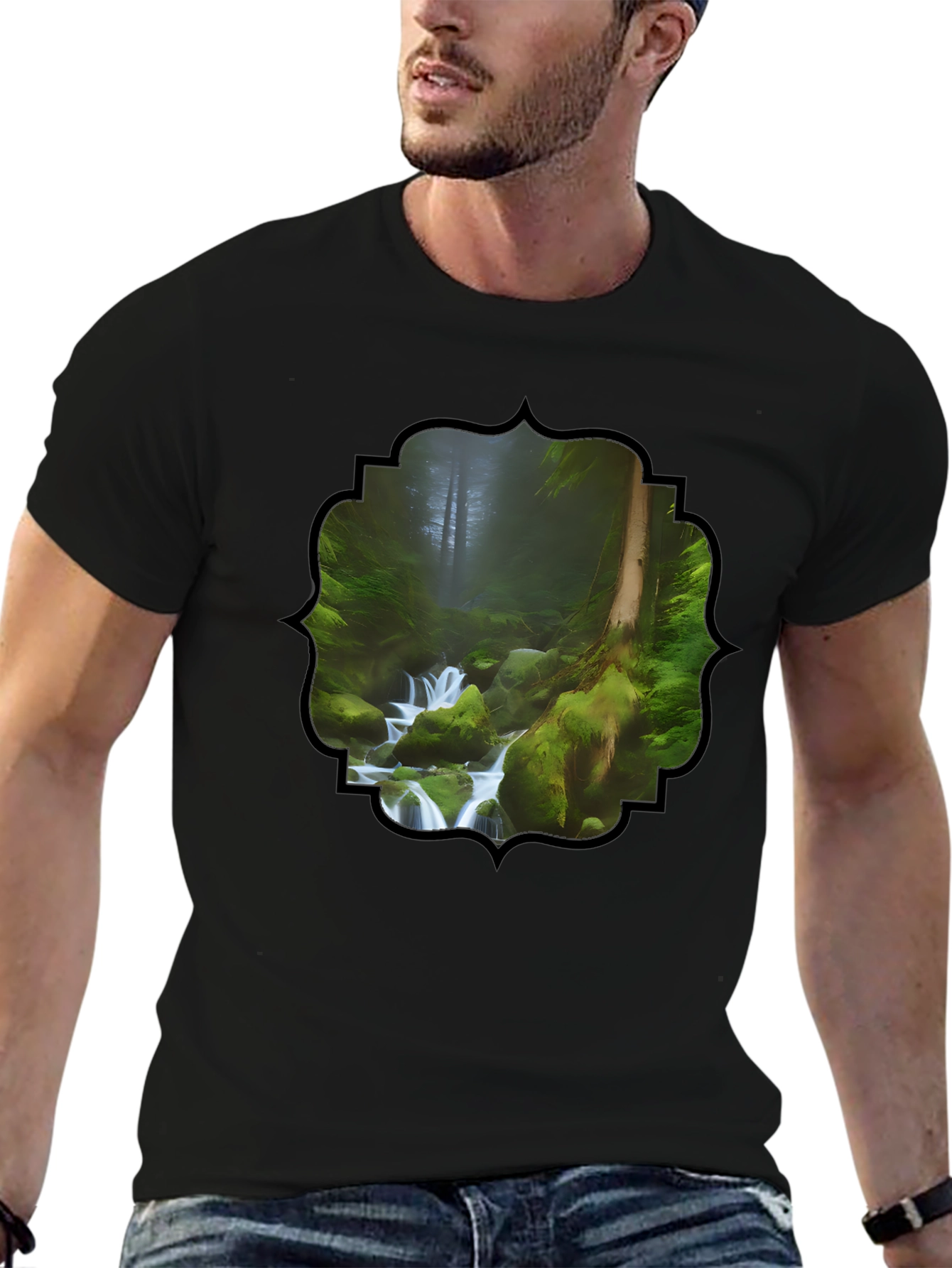 Forest Stream Graphic T-Shirt - Nature Lover Tee
