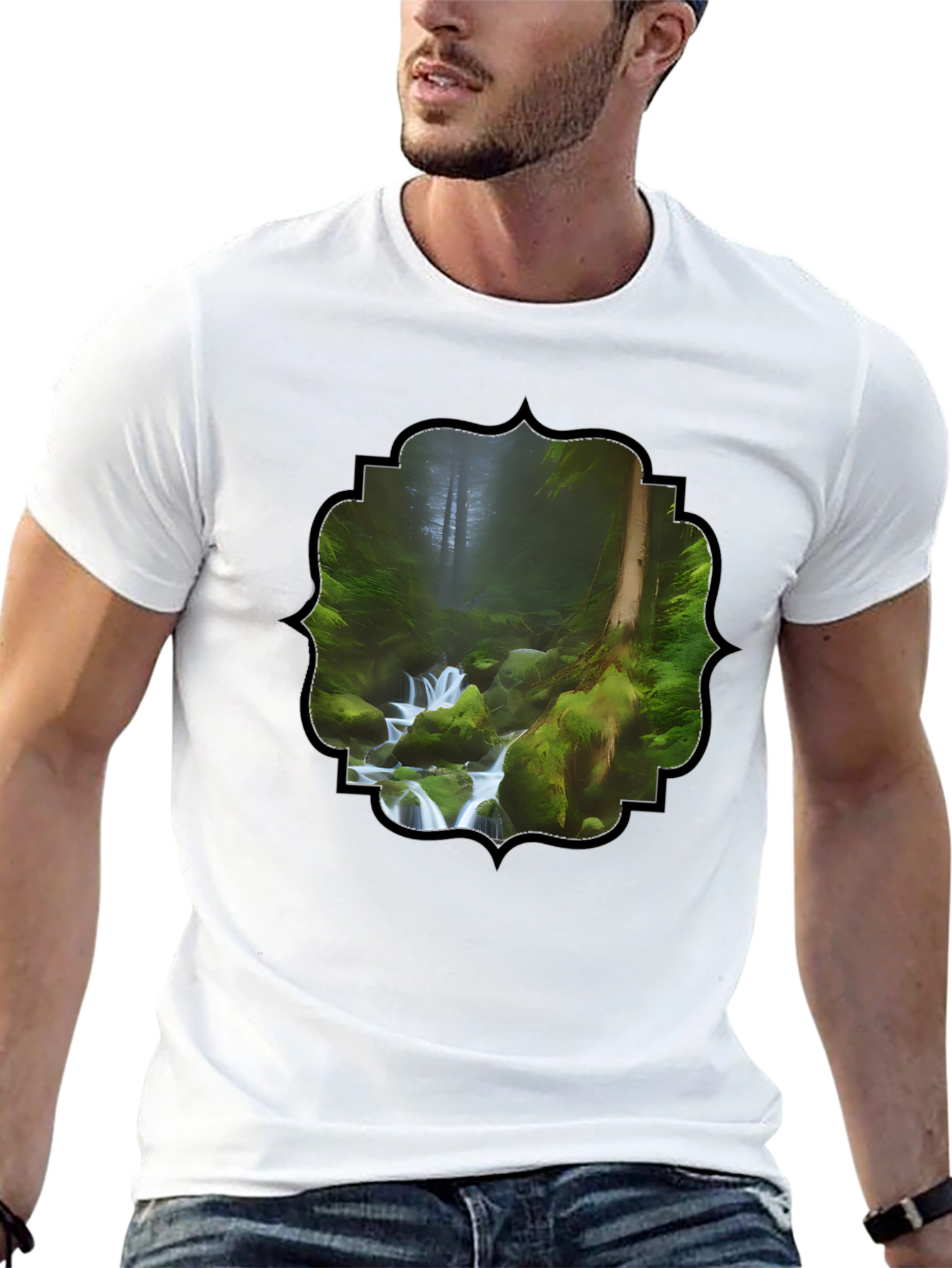 Forest Stream Graphic T-Shirt - Nature Lover Tee