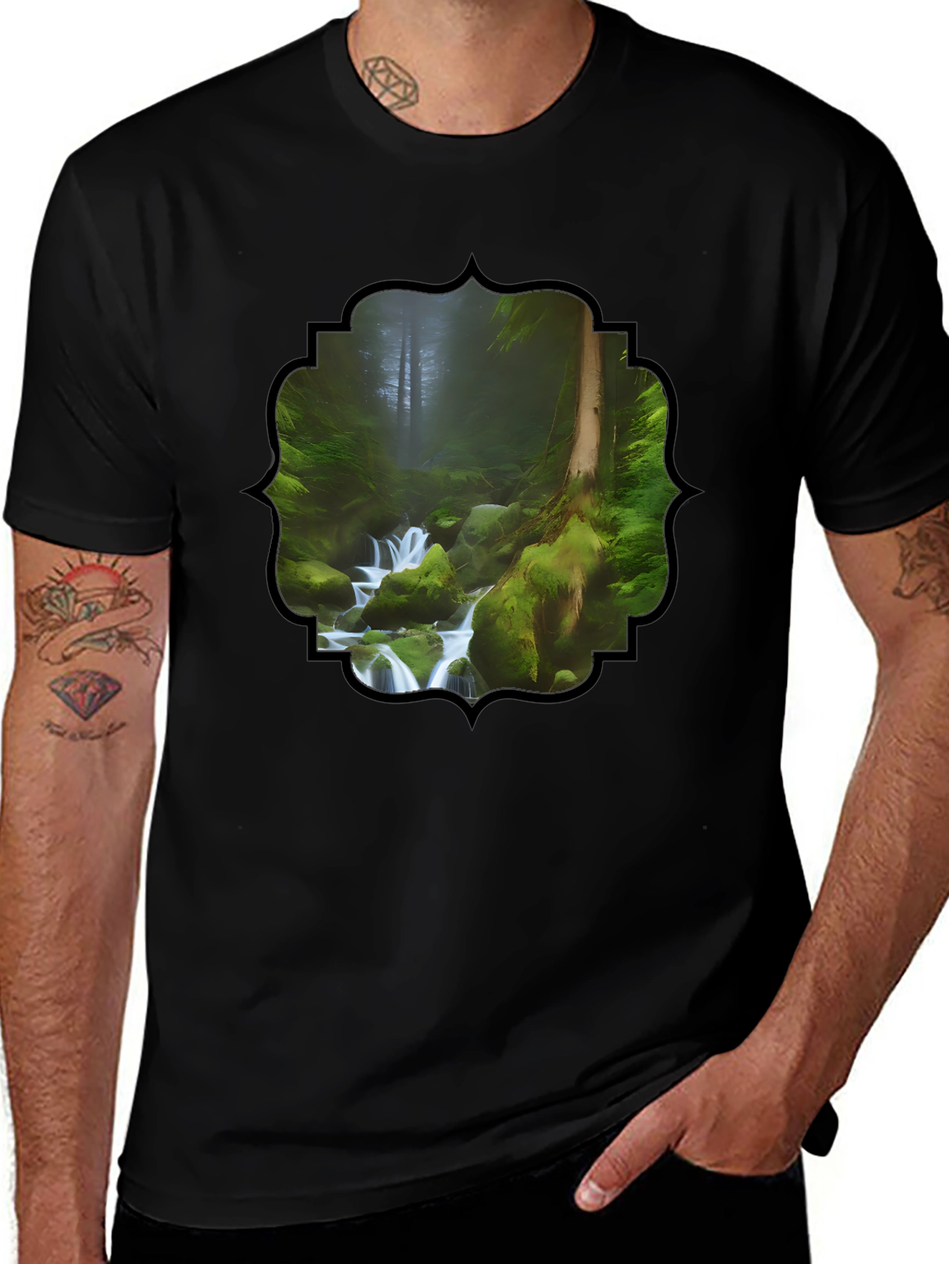 Forest Stream Graphic T-Shirt - Nature Lover Tee