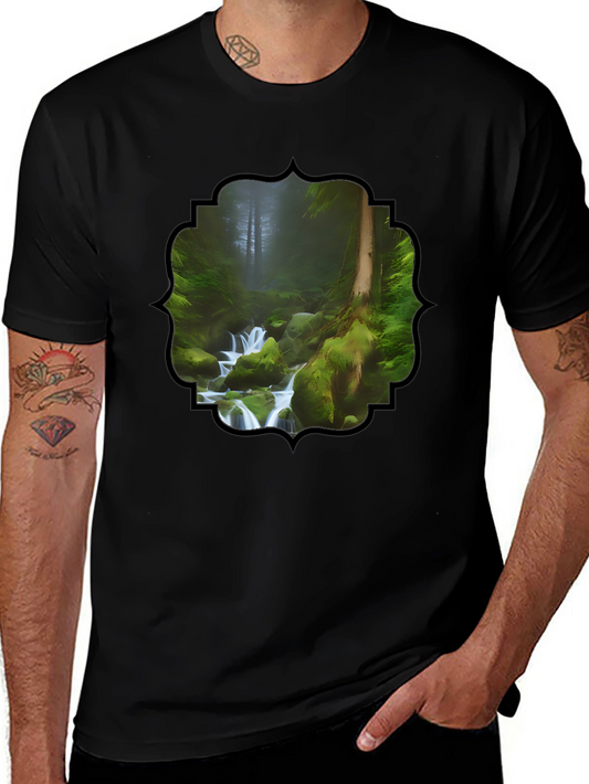 Forest Stream Graphic T-Shirt - Nature Lover Tee