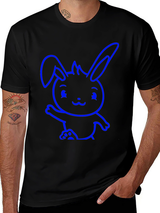 Cute Bunny Graphic Black T-Shirt