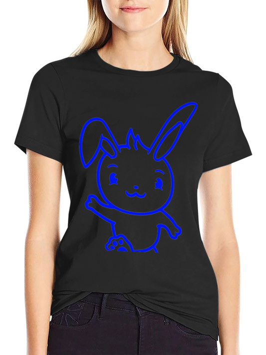 Cute Bunny Graphic Black T-Shirt