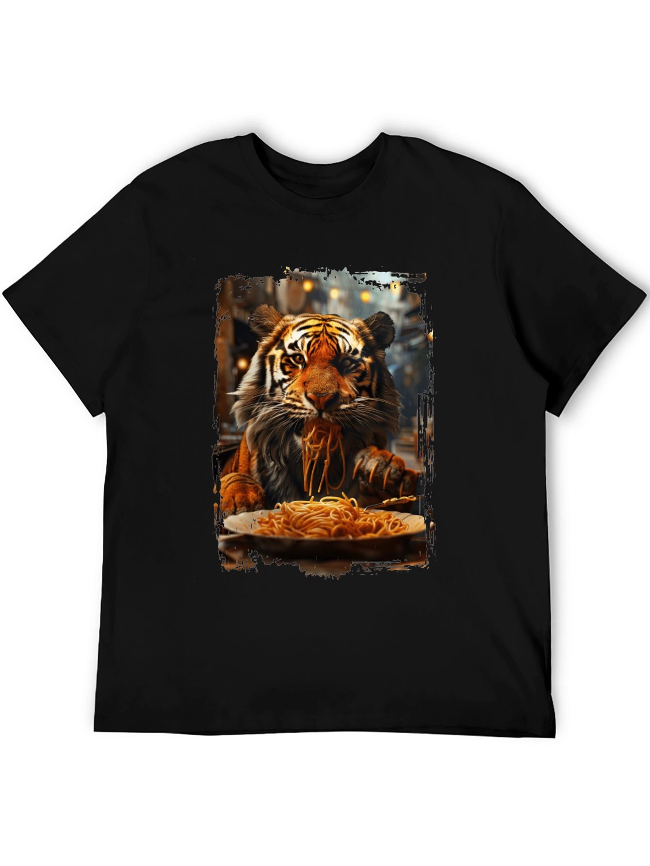 Tiger Eating Spaghetti Graphic T-Shirt