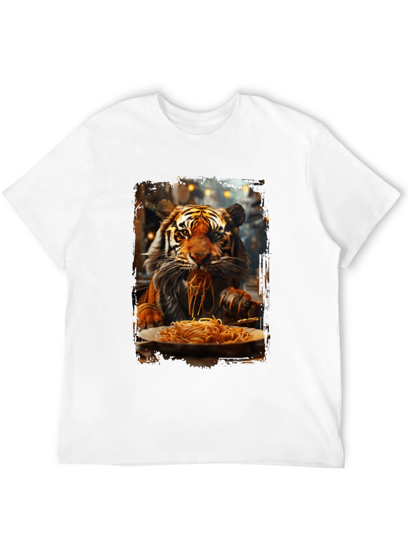 Tiger Eating Spaghetti Graphic T-Shirt