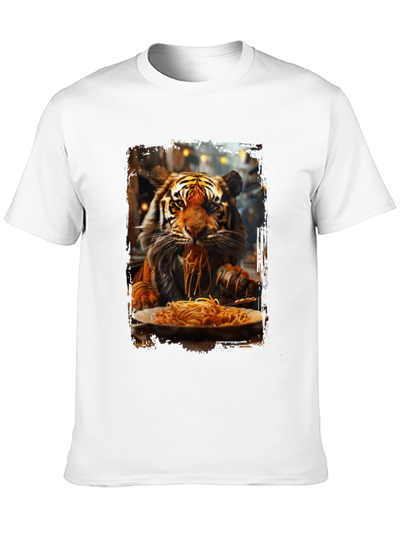 Tiger Eating Spaghetti Graphic T-Shirt