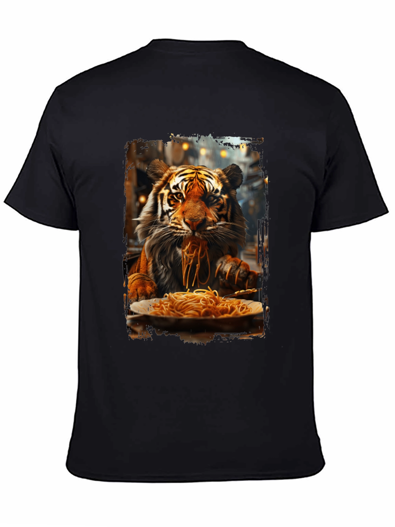 Tiger Eating Spaghetti Graphic T-Shirt