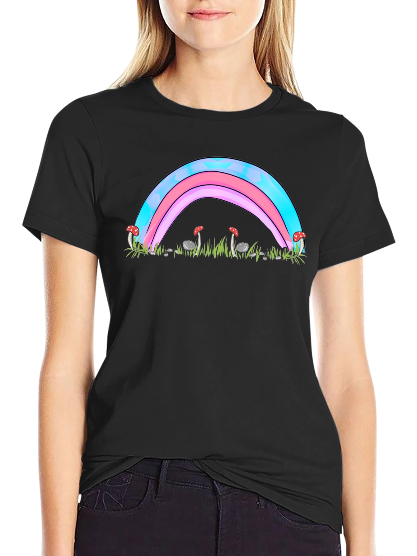 Trans Pride Rainbow & Mushroom Graphic Tee