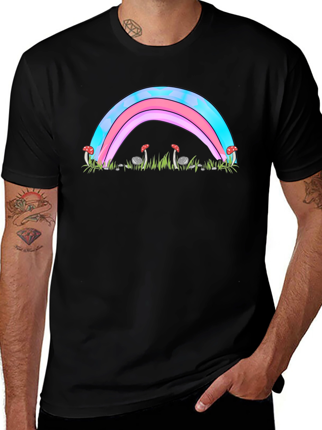 Trans Pride Rainbow & Mushroom Graphic Tee