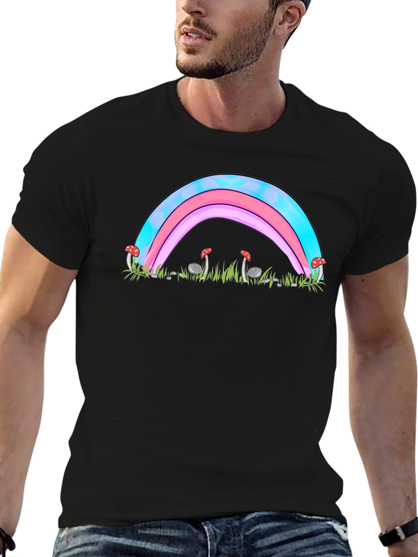 Trans Pride Rainbow & Mushroom Graphic Tee
