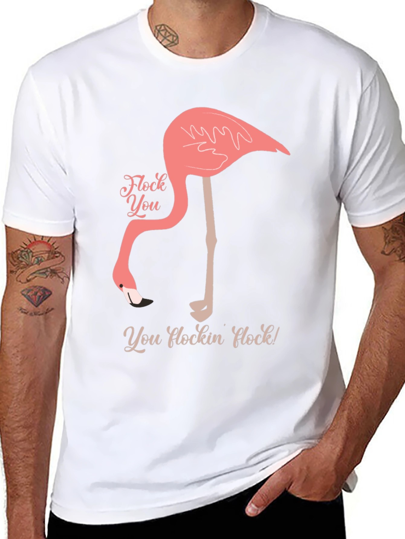 Flock You Flamingo Graphic Tee - Black Cotton T-Shirt
