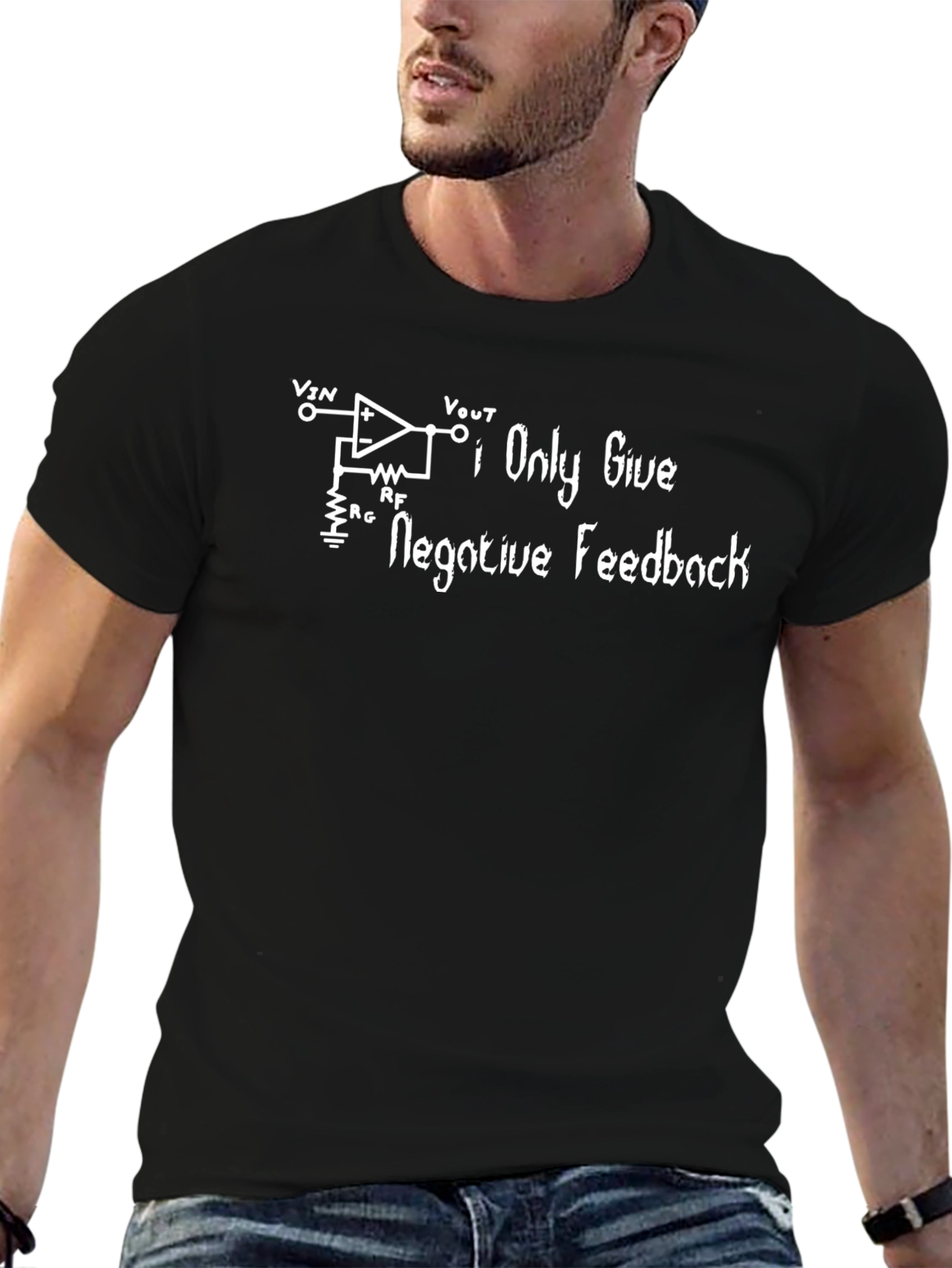 Negative Feedback Circuit Graphic T-Shirt - Black