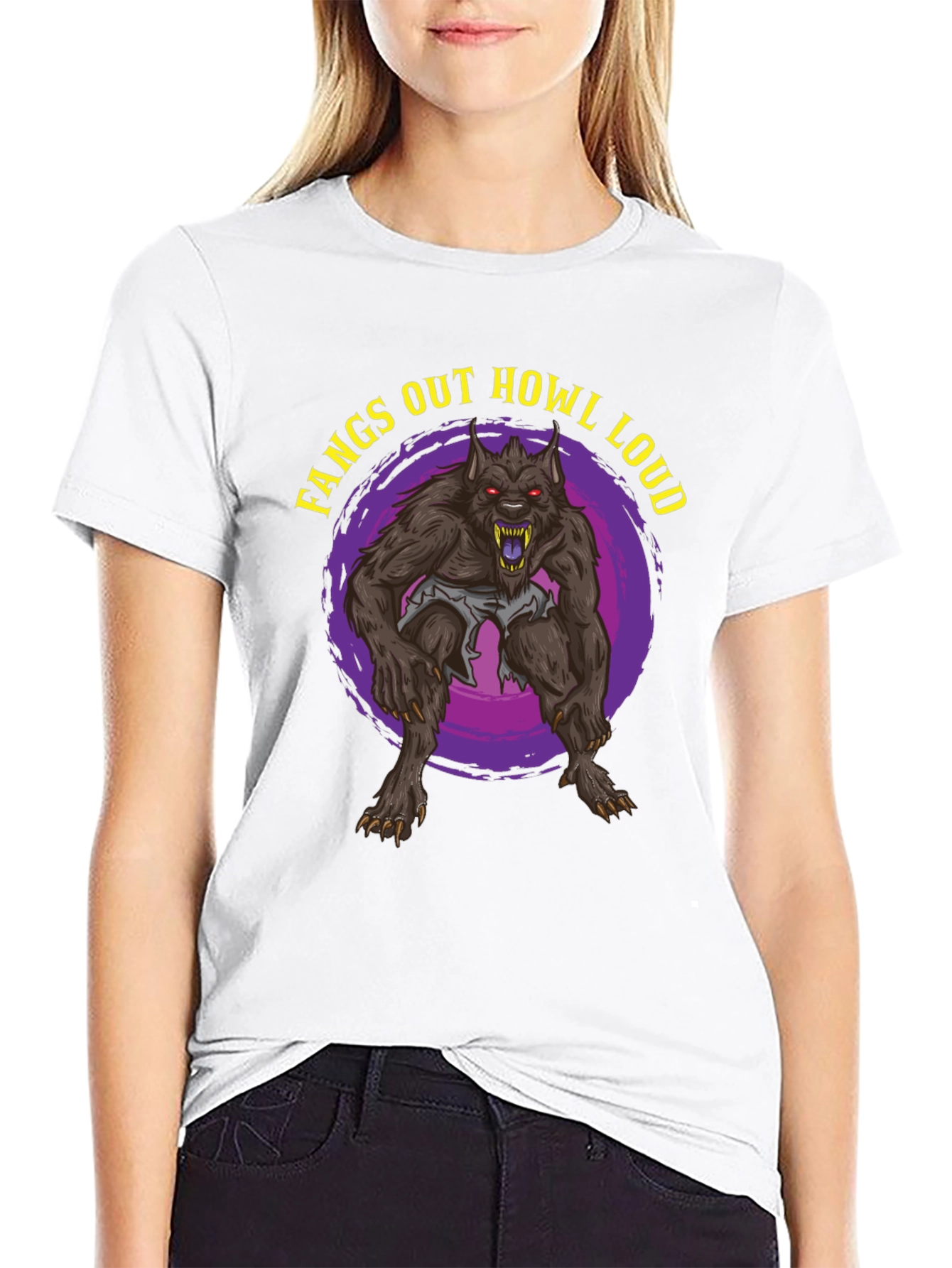 Fangs Out Howl Loud Werewolf T-Shirt