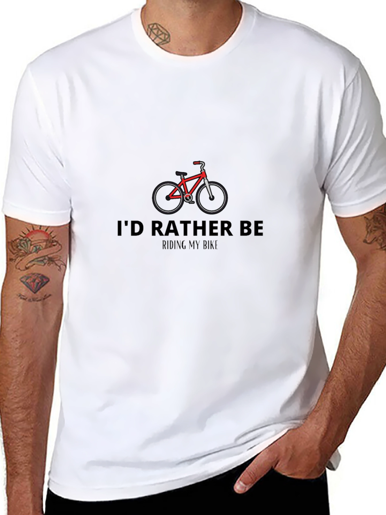 Id Rather Be Riding My Bike Black T-Shirt