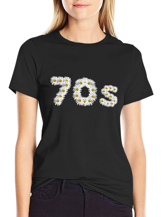 70s Daisy Graphic Black T-Shirt