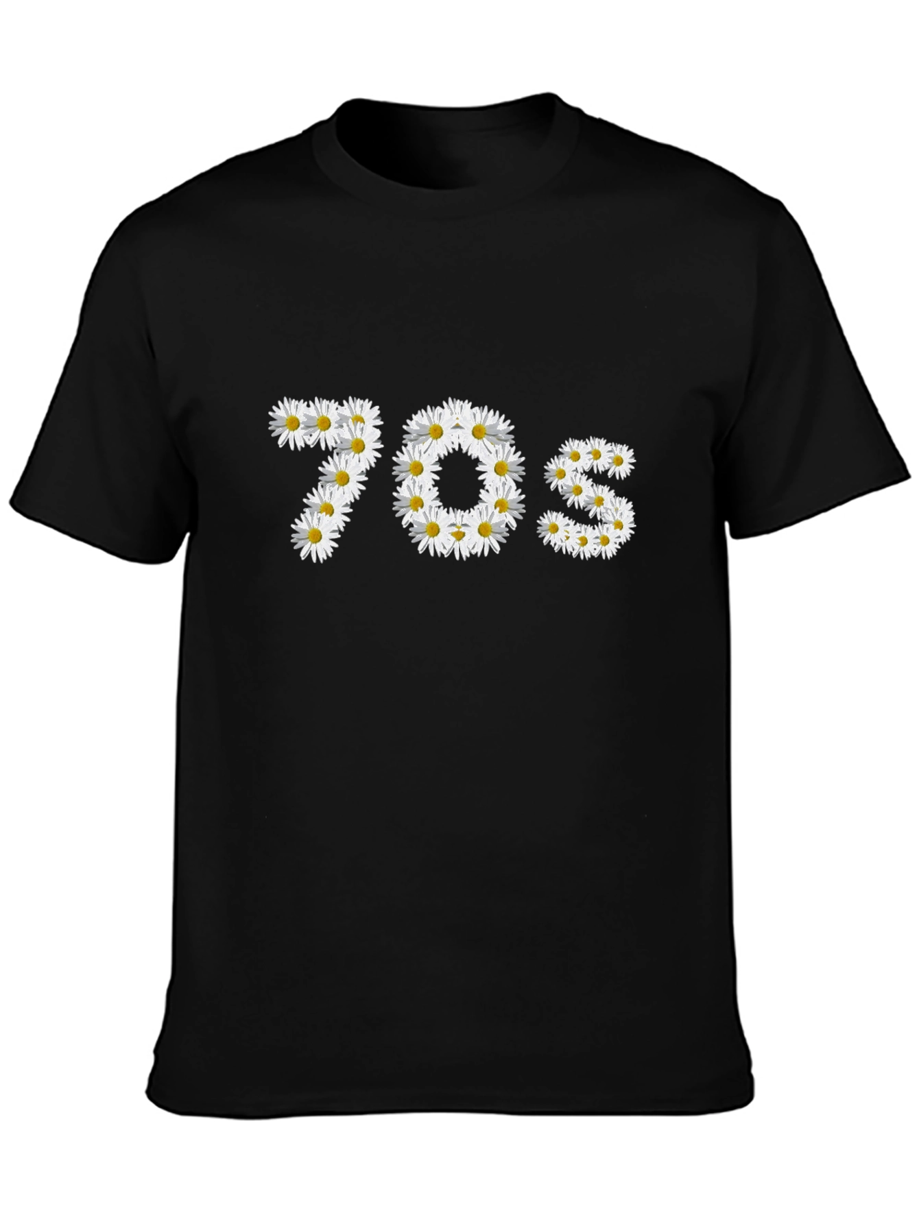 70s Daisy Graphic Black T-Shirt
