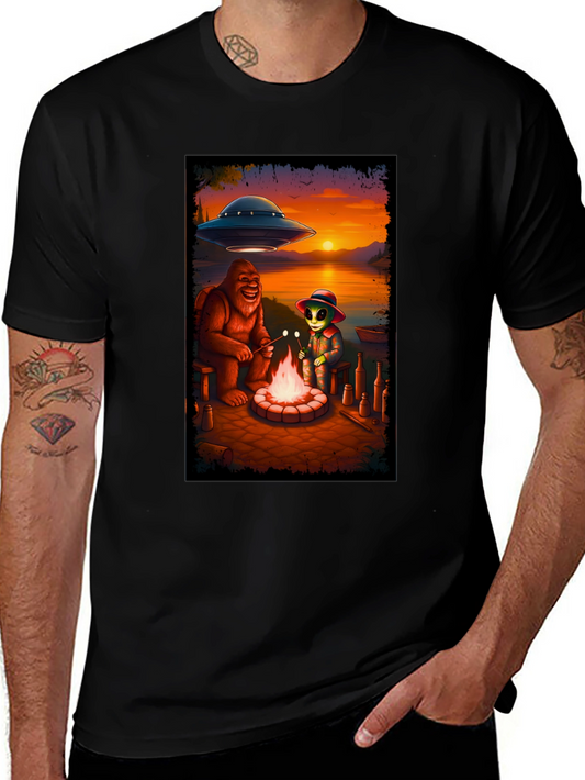 Bigfoot & Alien Campfire Graphic Tee