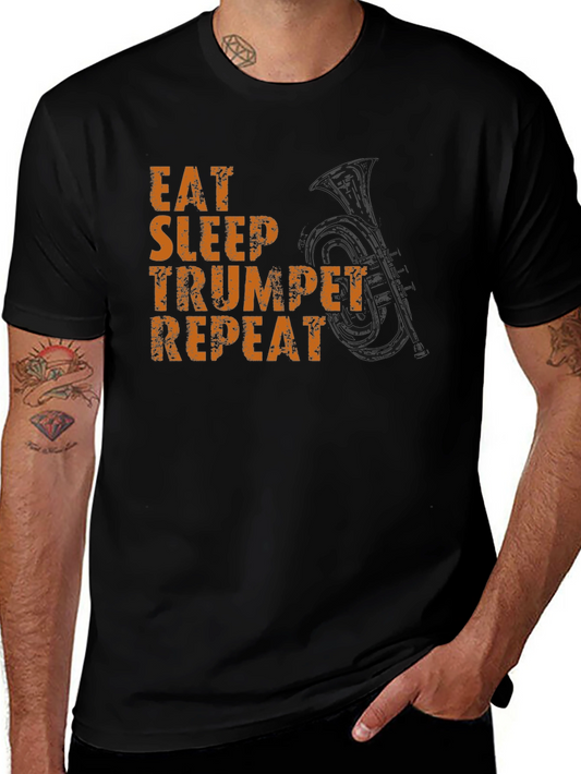 Eat Sleep Trumpet Repeat Black Graphic Tee