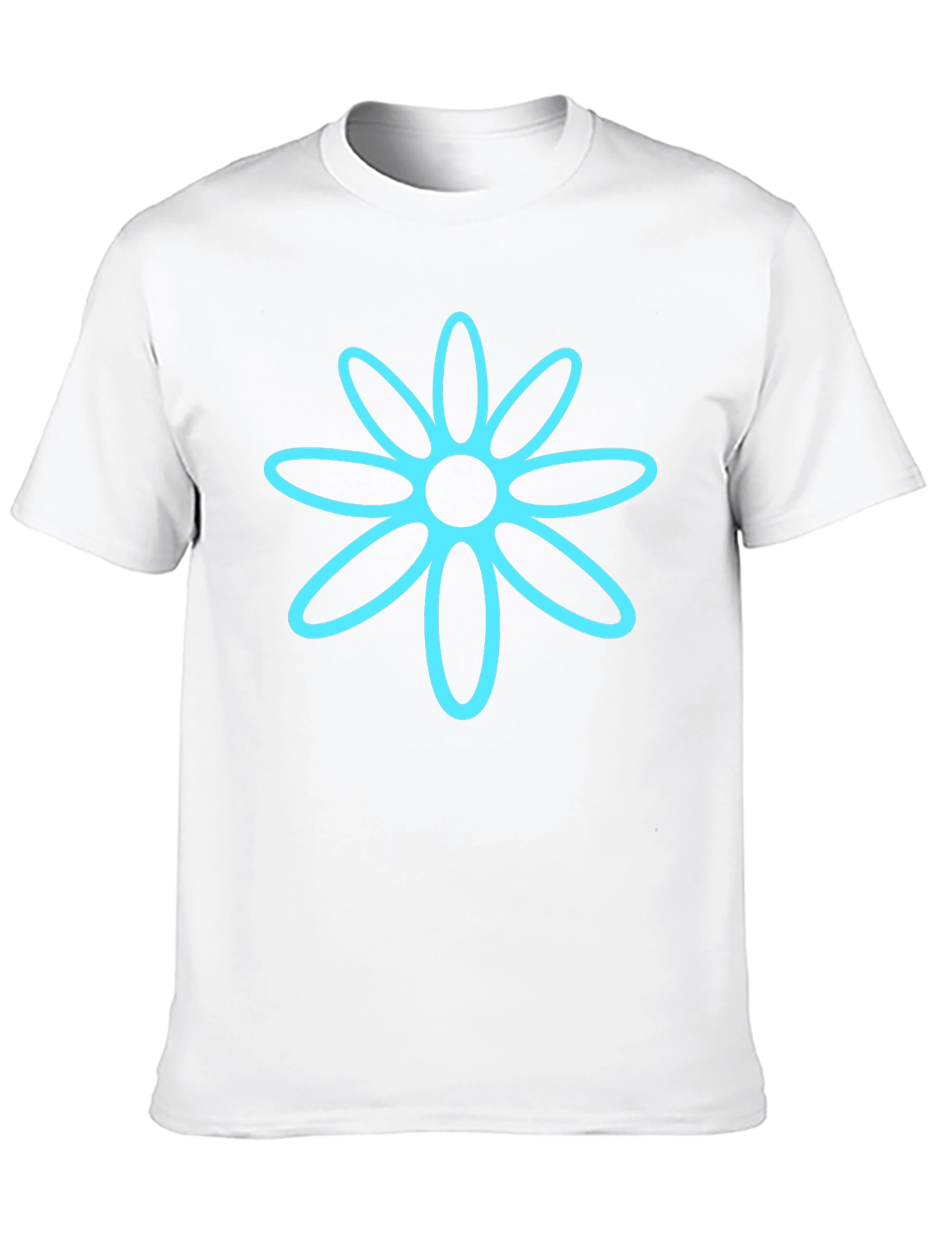 Black T-Shirt with Cyan Flower Graphic