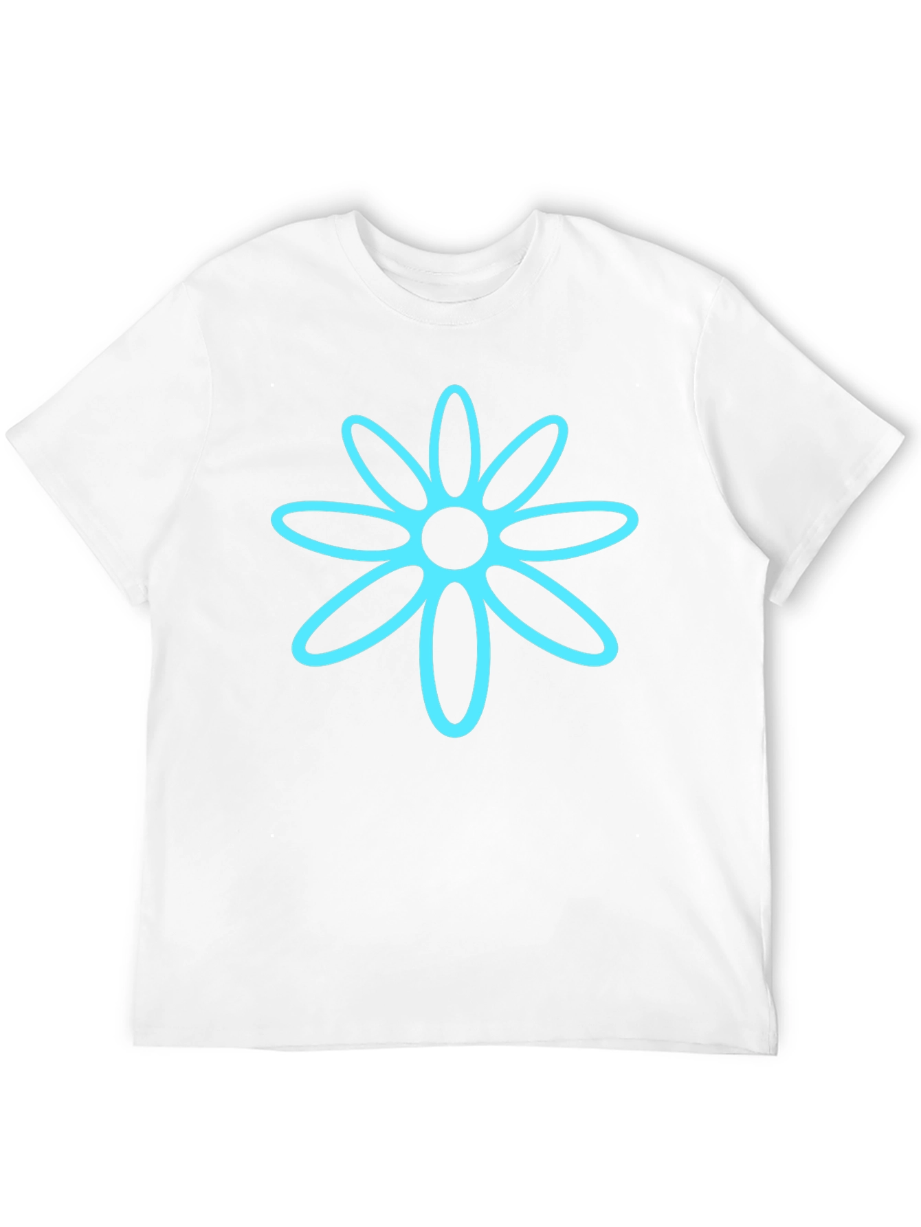 Black T-Shirt with Cyan Flower Graphic