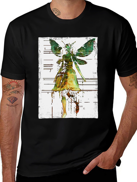 Fairy Graphic Print T-Shirt - Black