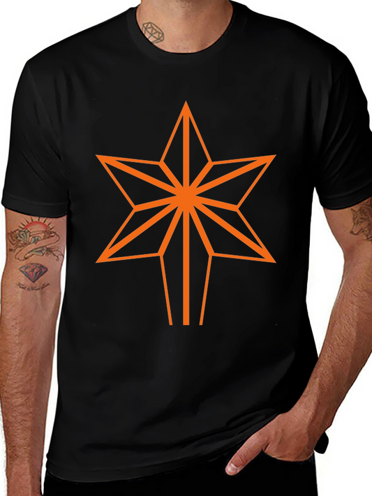 Geometric Star Graphic Tee - Black