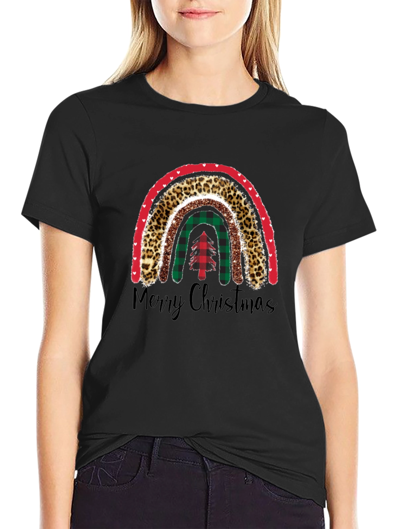 Merry Christmas Rainbow Graphic T-Shirt