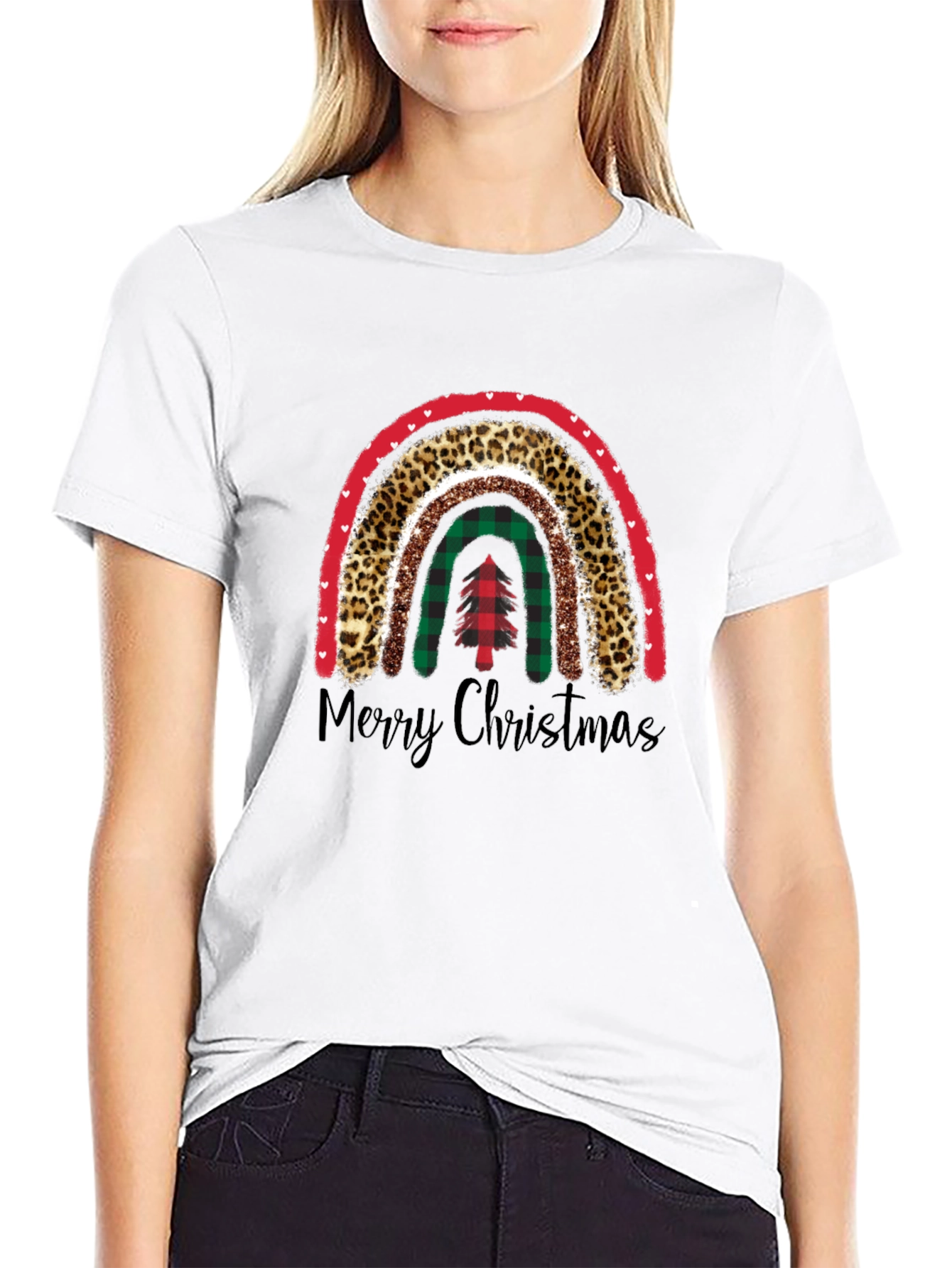 Merry Christmas Rainbow Graphic T-Shirt