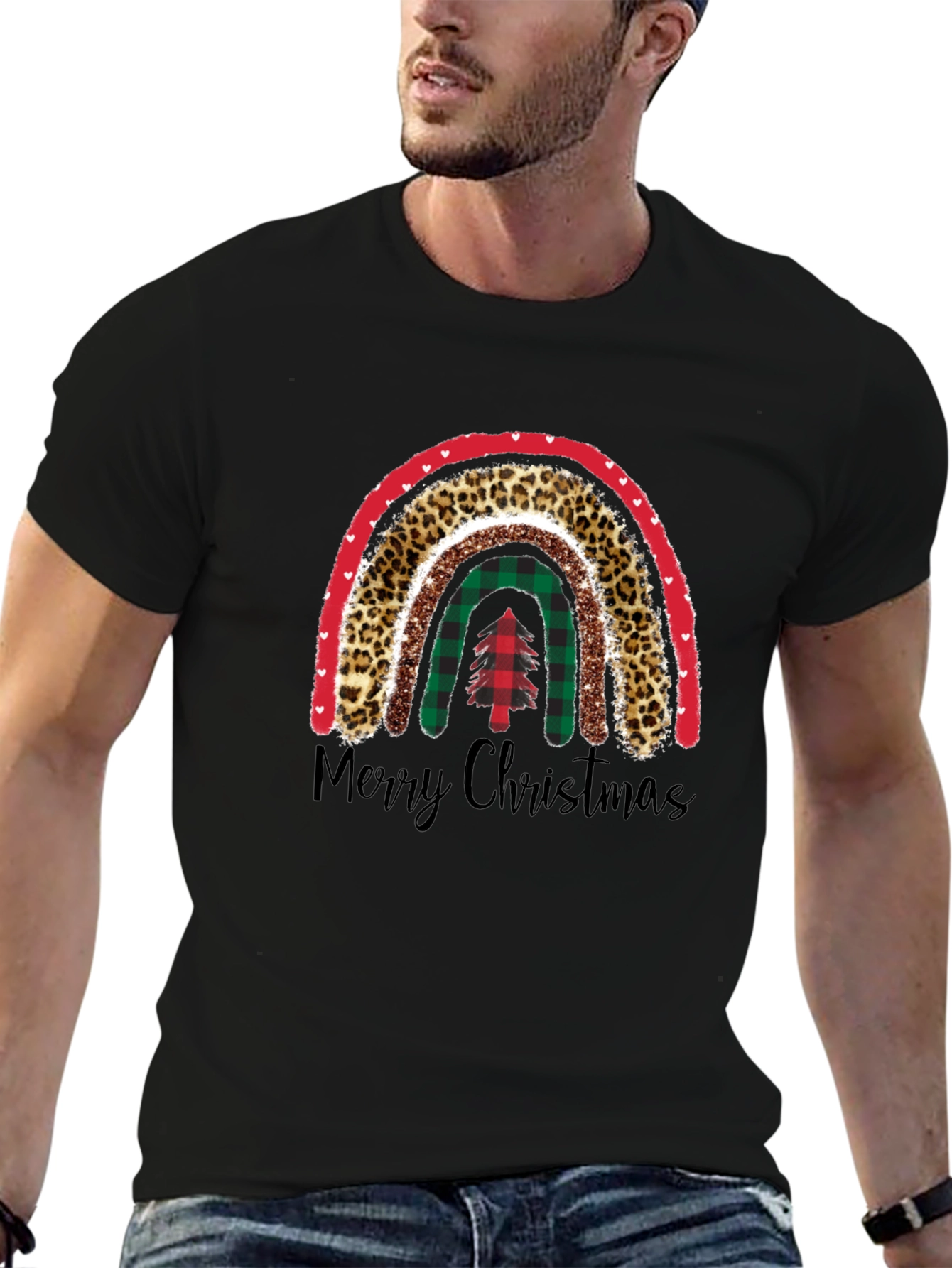 Merry Christmas Rainbow Graphic T-Shirt