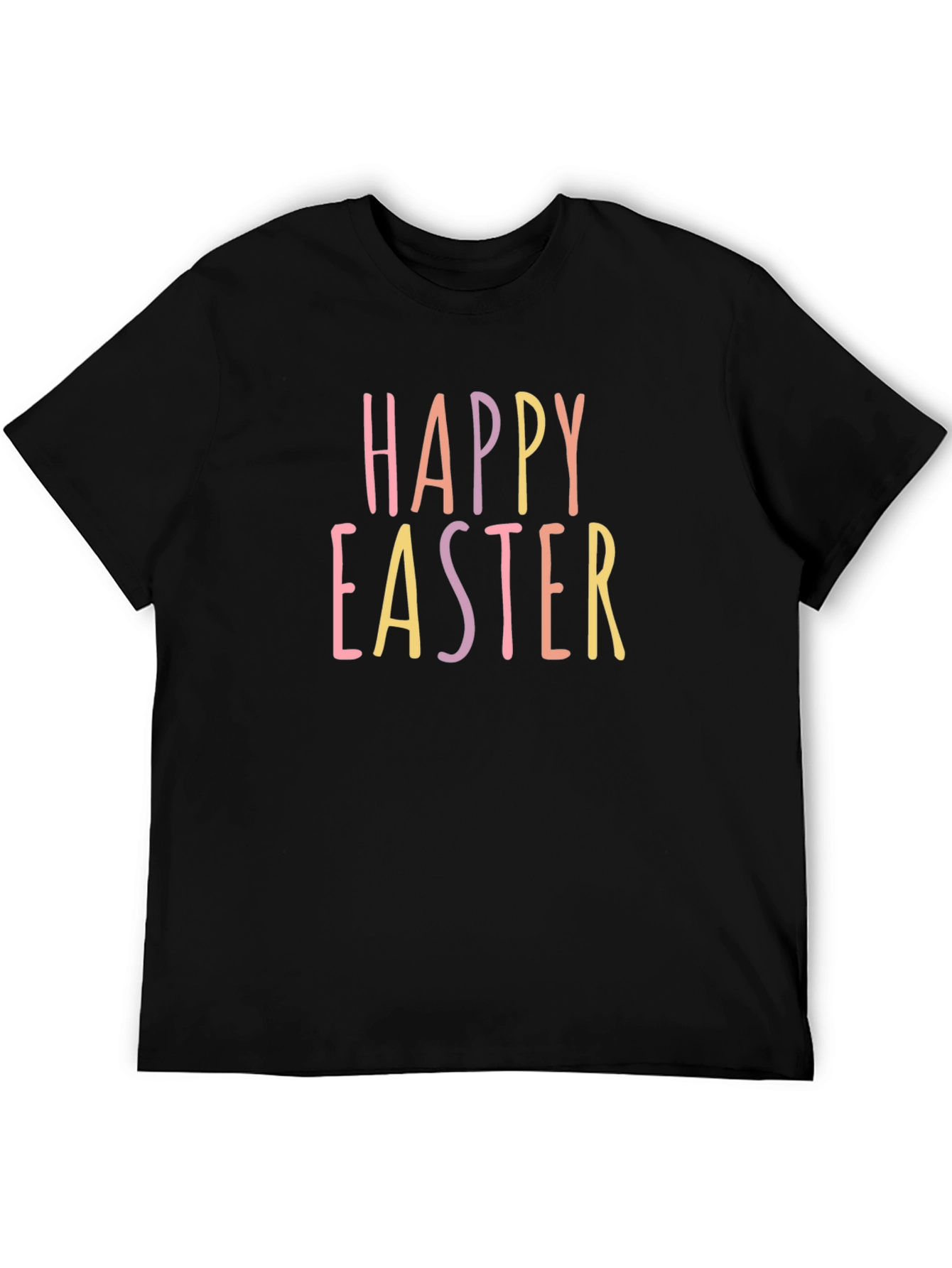 Happy Easter Graphic Print T-Shirt - Black Casual Tee
