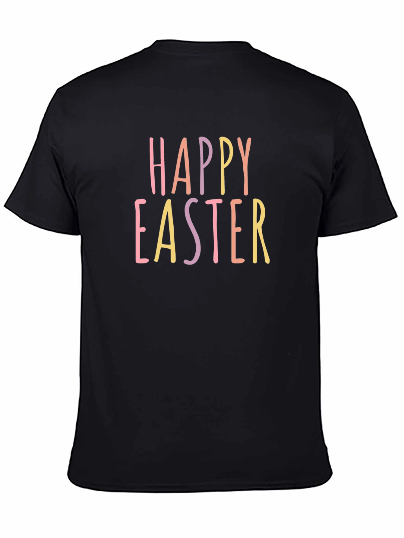 Happy Easter Graphic Print T-Shirt - Black Casual Tee
