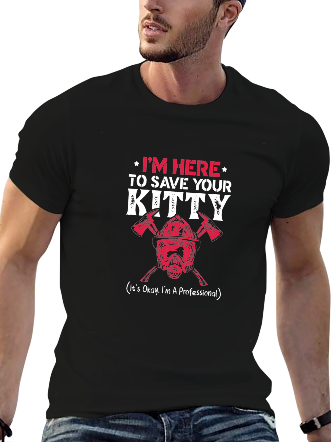 Firefighter Kitty Save T-Shirt - Heroic Graphic Tee