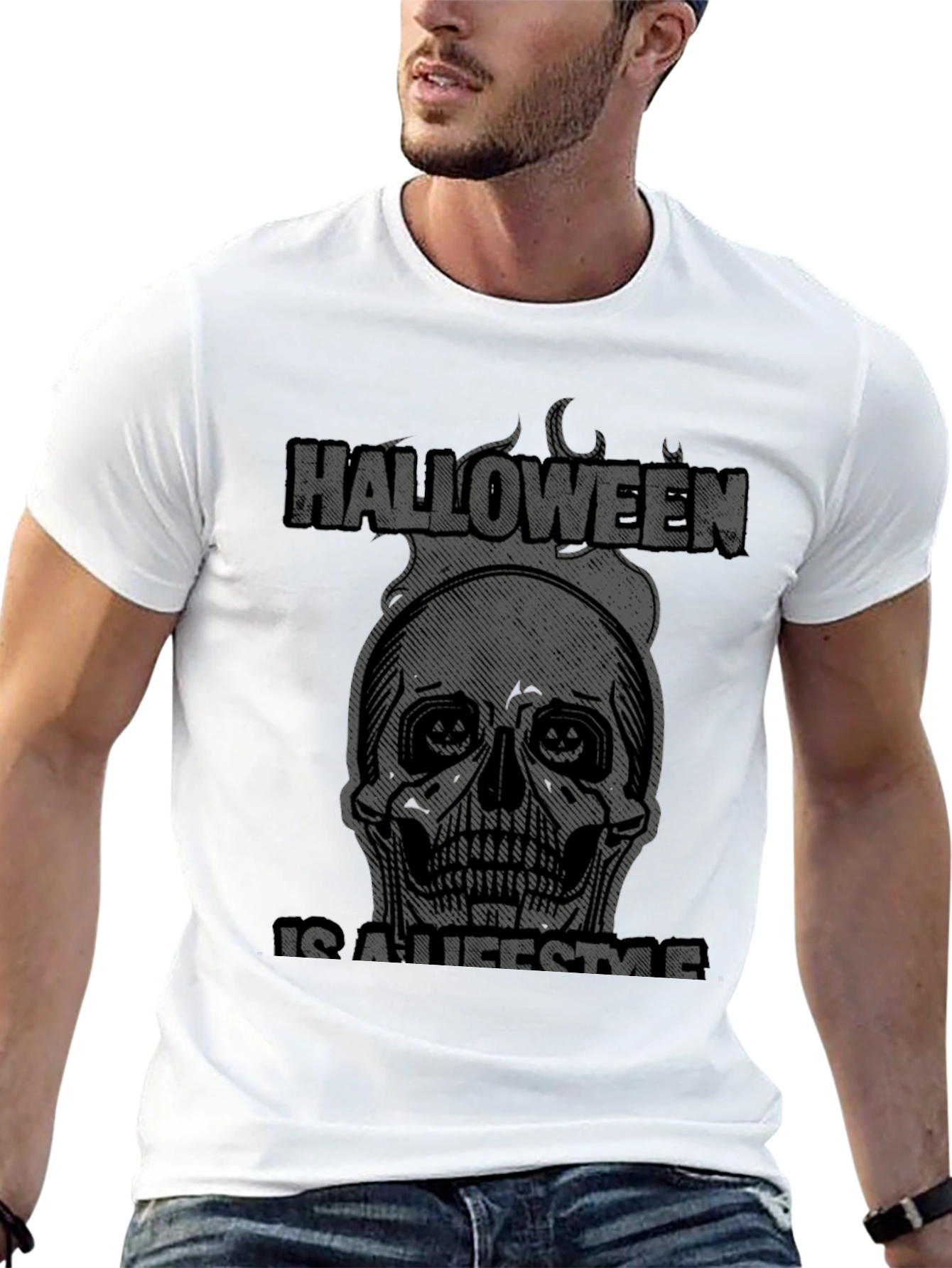 Halloween Lifestyle Graphic Tee - Skull Design