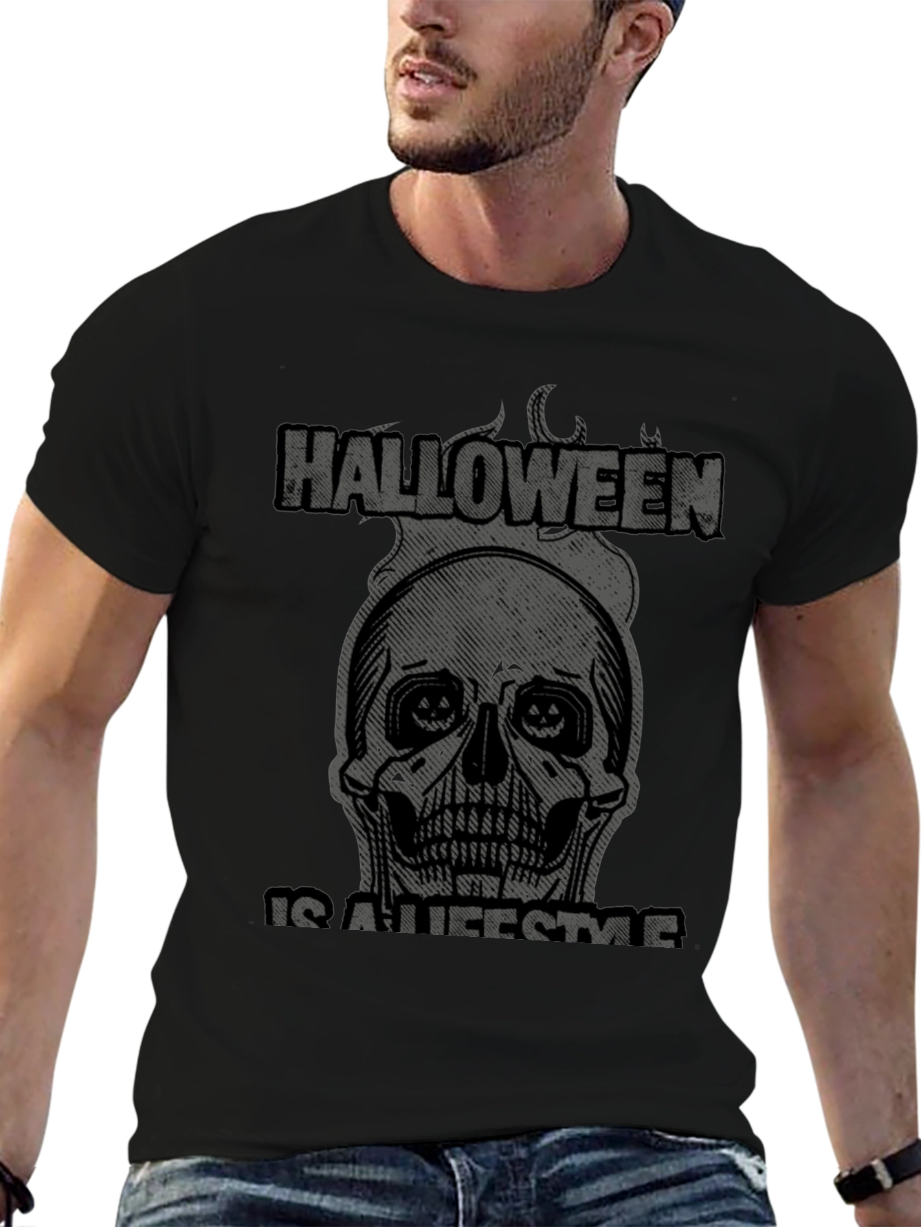 Halloween Lifestyle Graphic Tee - Skull Design